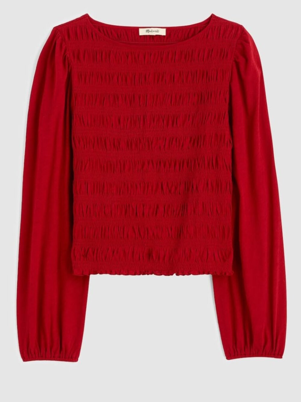 Madewell Smocked Boatneck Top-NWT